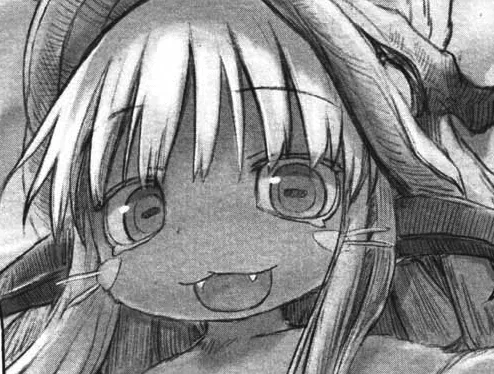 A cropped panel of Nanachi from the Made in Abyss manga