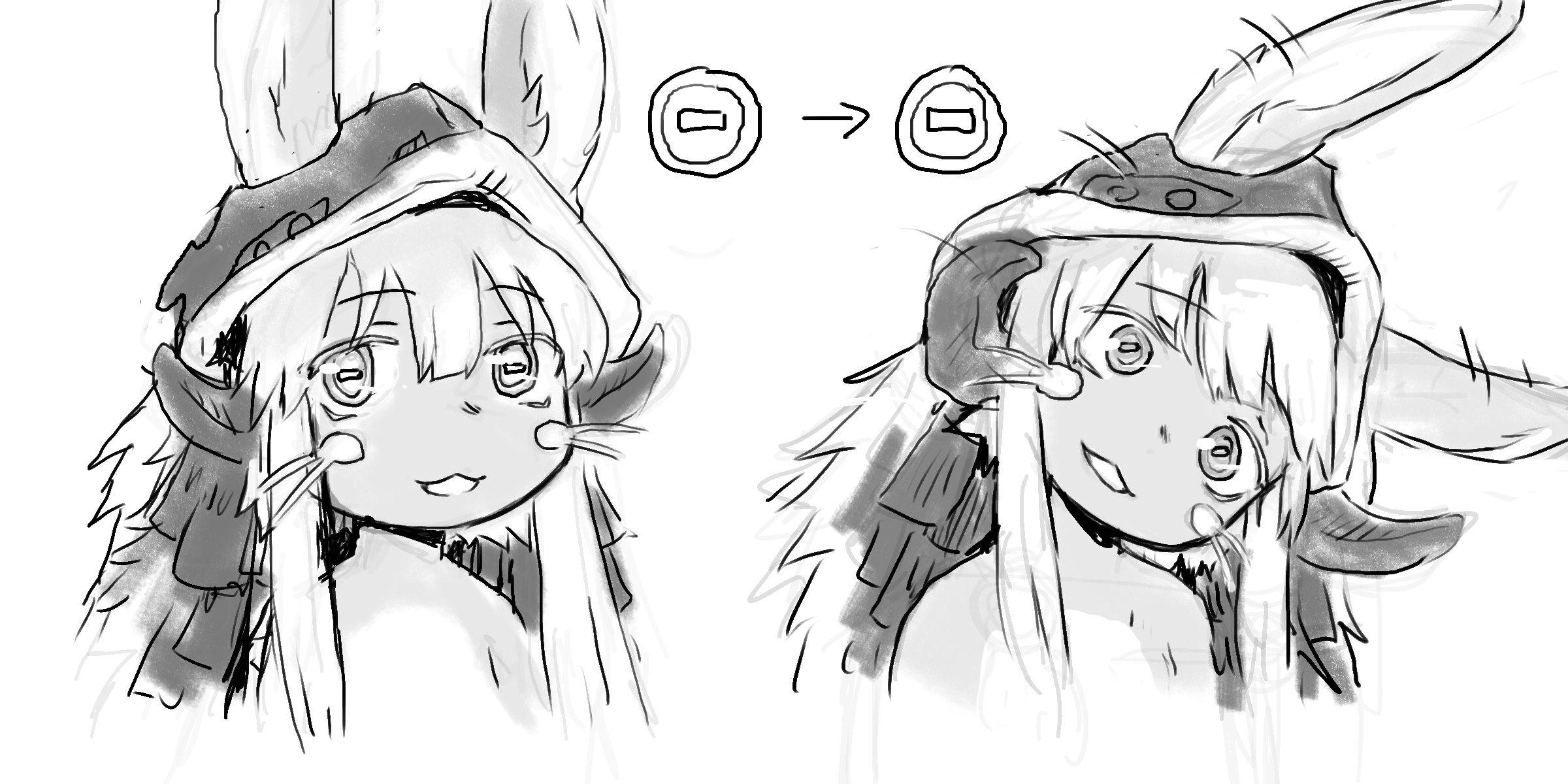 Illustration of Nanachi with tilted head